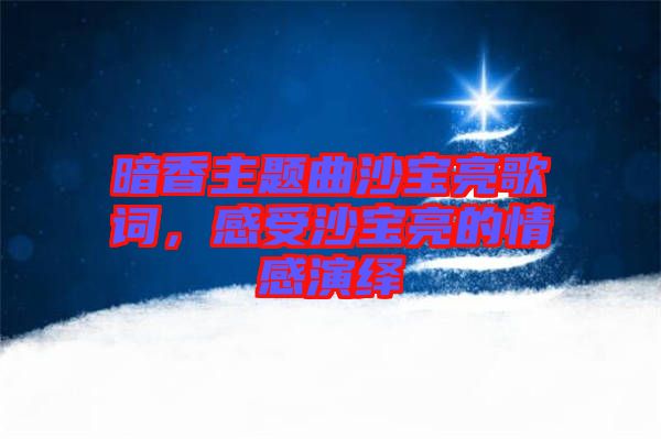 暗香主題曲沙寶亮歌詞，感受沙寶亮的情感演繹