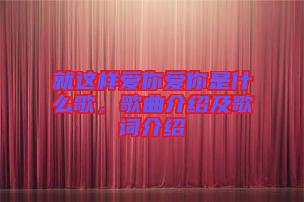 就這樣愛(ài)你愛(ài)你是什么歌，歌曲介紹及歌詞介紹