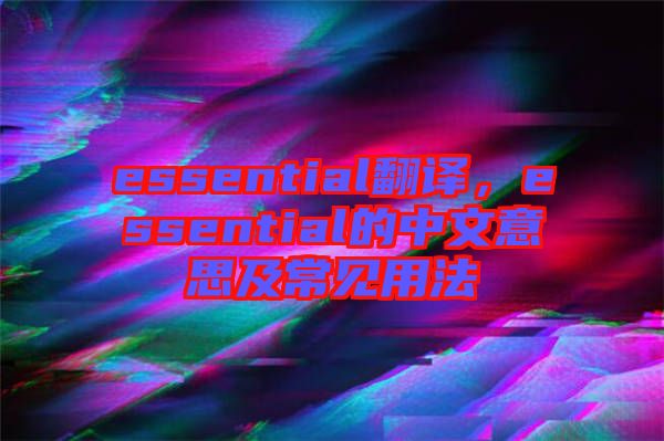 essential翻譯，essential的中文意思及常見(jiàn)用法