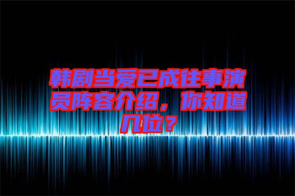 韓劇當(dāng)愛(ài)已成往事演員陣容介紹，你知道幾位？