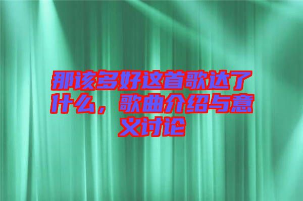 那該多好這首歌達(dá)了什么，歌曲介紹與意義討論