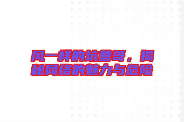 風(fēng)一樣的坑爹哥，揭秘網(wǎng)絡(luò)的魅力與危險(xiǎn)