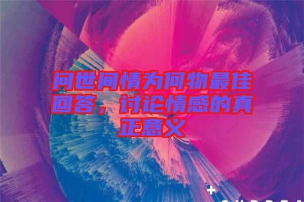 問(wèn)世間情為何物最佳回答，討論情感的真正意義