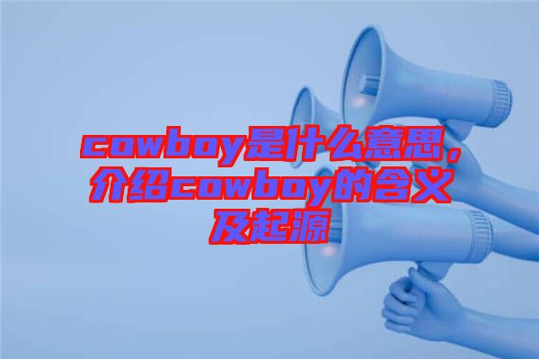 cowboy是什么意思，介紹cowboy的含義及起源