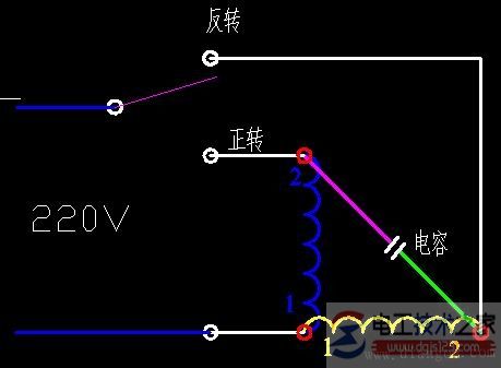 單相電機(jī)正反轉(zhuǎn)的接線圖2